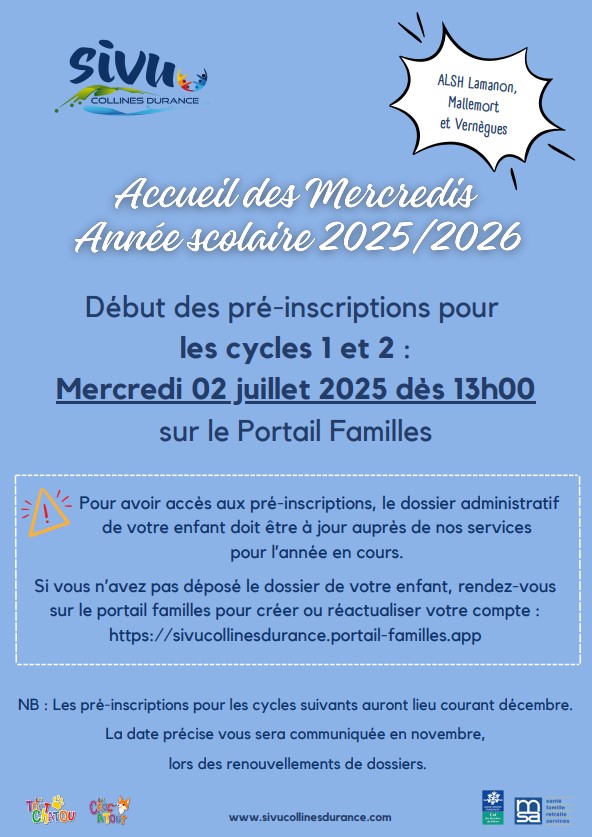 Affiche début des pré-inscriptions 25-26